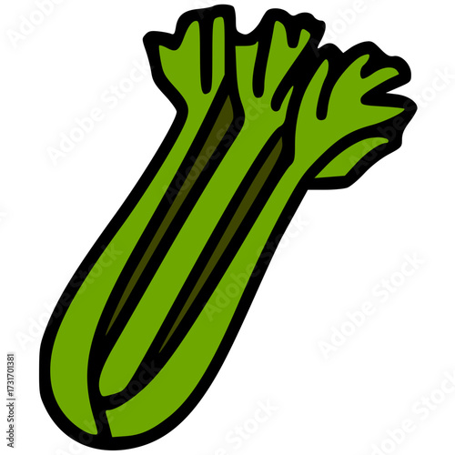 hand drawn vector illustration of a green celery