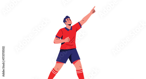 Energetic football player celebrating with arm raised in victory or achievement illustration design
