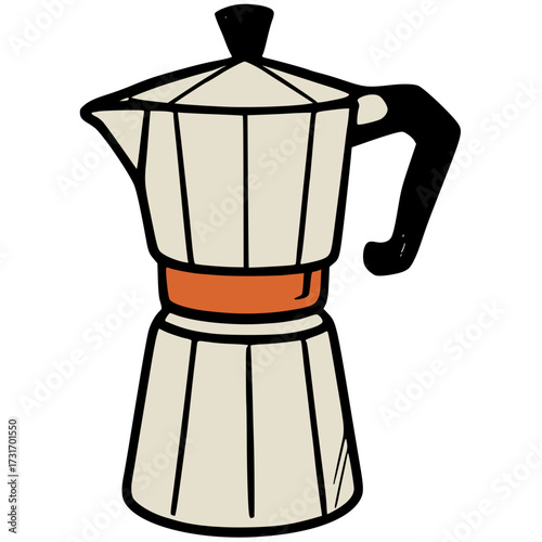 Moka pot stovetop espresso maker hand drawn vector icon