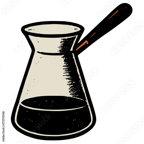 Turkish coffee cezve ibrik hand drawn vector icon