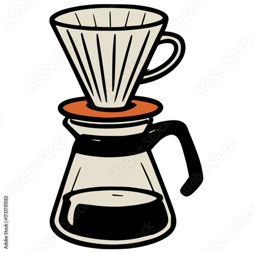 V60 pour over coffee dripper hand drawn vector icon