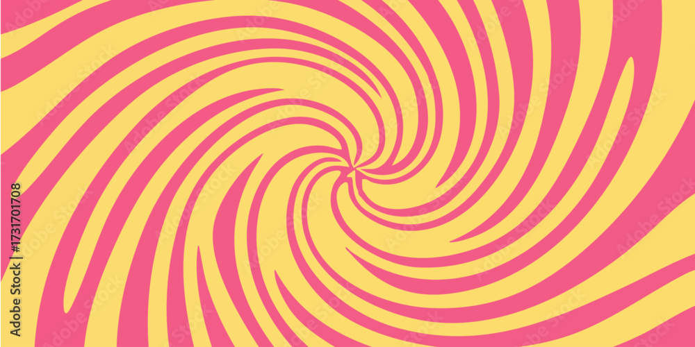 Fototapeta premium Colorful abstract graphic featuring a twisting spiral vortex pattern in vibrant yellow and pink hues