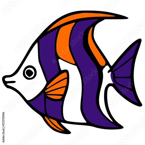 Moorish idol hand drawn vector icon