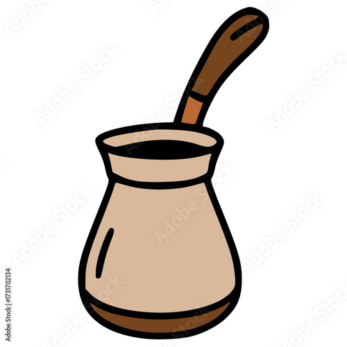 Turkish coffee cezve ibrik hand drawn vector icon