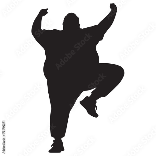 Vector silhouette of a fat man.