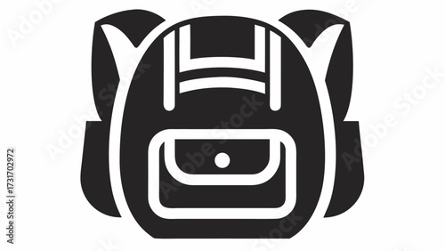 Illustration of a backpack with straps and a front pocket against a white background design style