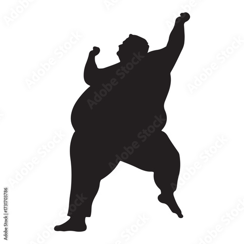Vector silhouette of a fat man.