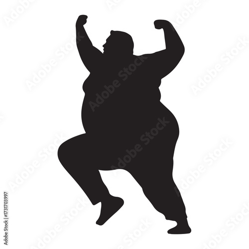 Vector silhouette of a fat man.