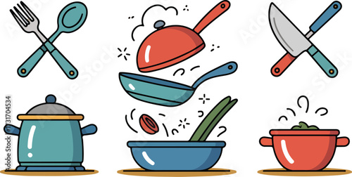 Cooking Utensils and Pots Illustration
