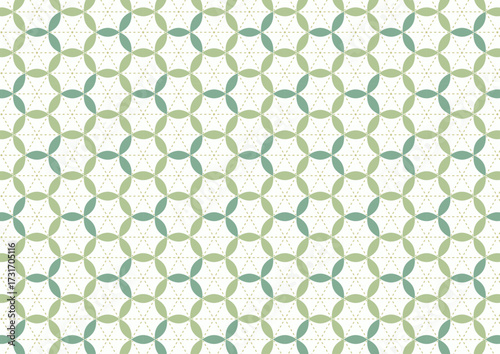 はんなりかわいいアレンジ七宝柄のシームレス背景_緑