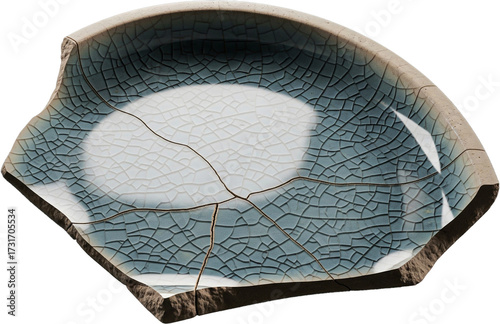 Ceramic Crackle Glaze Tile Fragment, Transparent Background