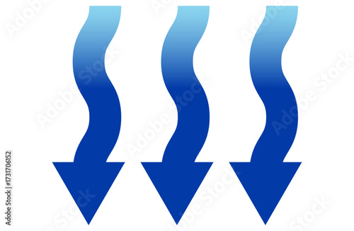 Blue Wavy Arrows Pointing Down – Water Flow and Cooling Symbol