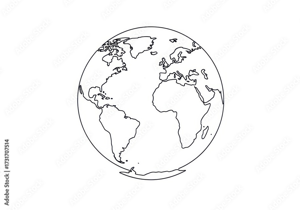 Obraz premium Simple earth outline depicting geography, continents and global topology