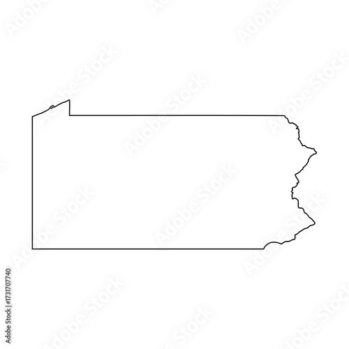 Pennsylvania map. Pennsylvania USA map vector. Pennsylvania state map on outline