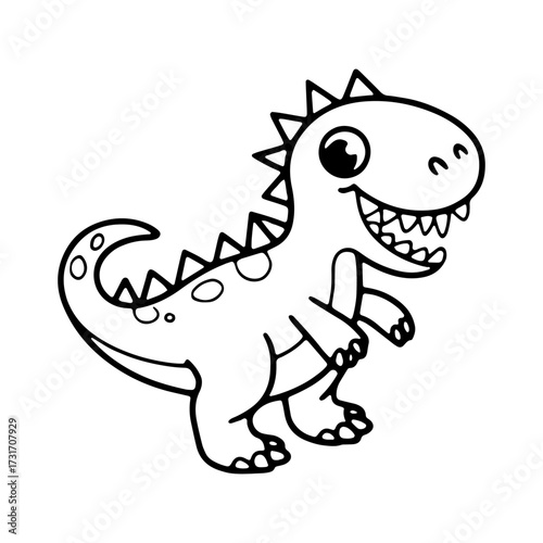 Cute cartoon dinosaur character with large eyes and spiky back in a playful pose