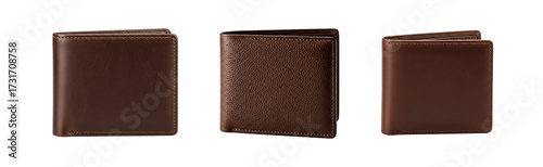 Brown Leather Men's Wallets Collection, Transparent Background