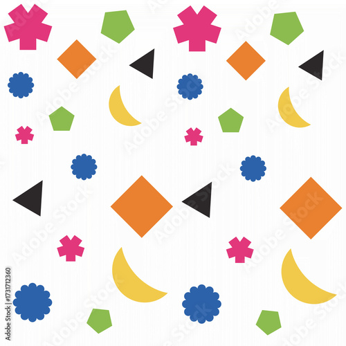 Colorful Geometric Shapes Pattern – Abstract Background with Fun Shapes. Perfect for wrapping paper, textiles, children’s designs, and abstract decorations