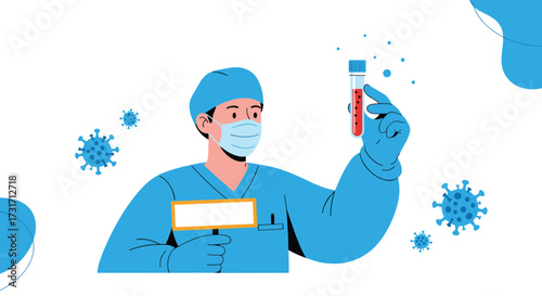 Medical professional examines a blood sample for virus detection.