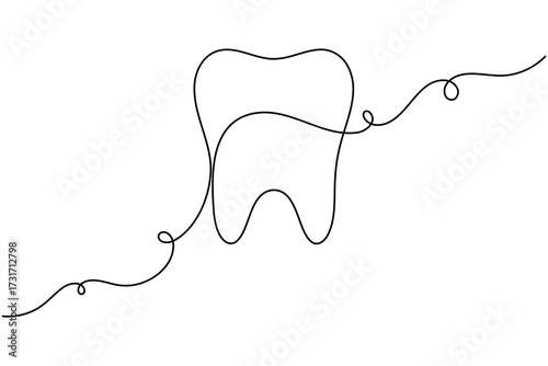 Human dental icon teeth continuous one line drawing minimalist smile healthy vector illustration  