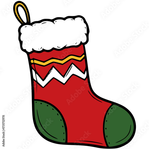 Red Christmas Stocking Decoration Illustration