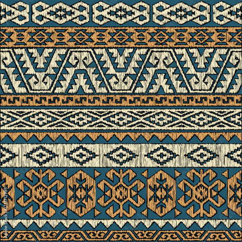 Native American traditional fabric wallpaper abstract vintage vector seamless pattern for shirt fabric wrapping carpet rug tablecloth pillow 