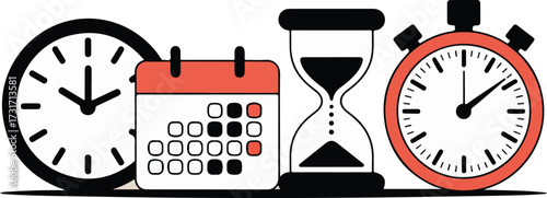 Clocks Calendar Hourglass Timer Set