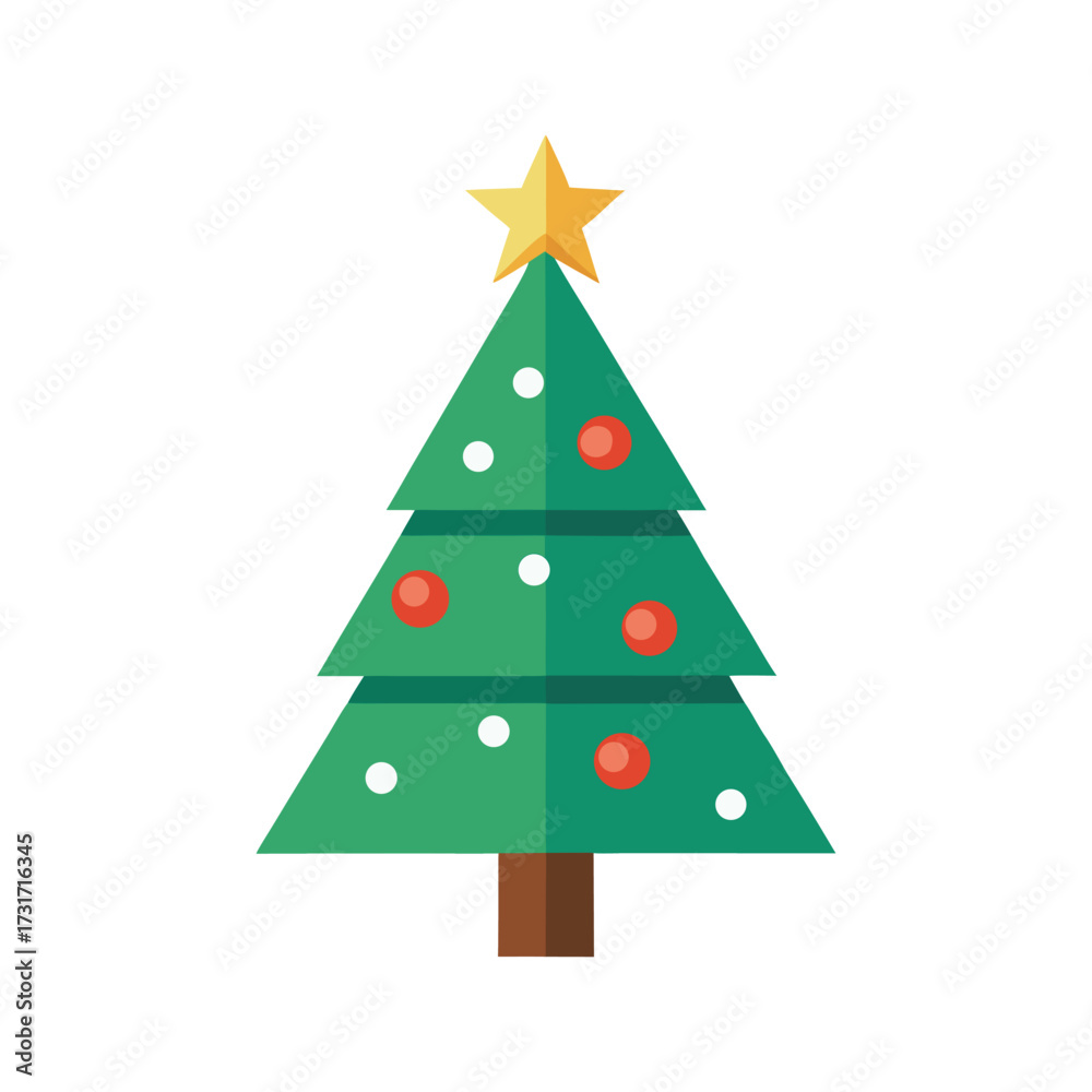 Fototapeta premium Christmas Tree Icon Vector Illustration – Festive Holiday Decoration