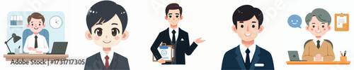set of young businessman and manager with office suit