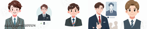 set of young businessman and manager with office suit