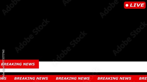 breaking news lower third with black screen background Ideal for News Media, TV broadcast, and customizable video production