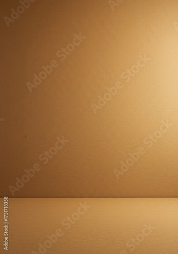 A simple, empty, and plain studio background with a brown wall and floor.