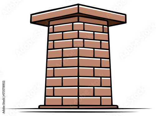 Cartoon Brown Brick Chimney Stack Element Isolated Vector Illustration