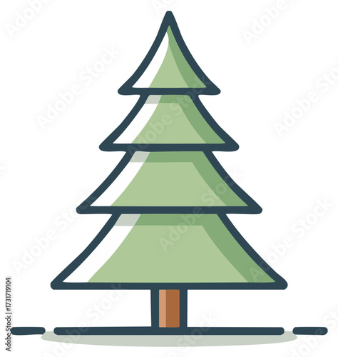 Flat design evergreen tree icon depicting a natural forest element