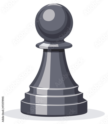 Gray Pawn Chess Piece Illustration Graphic Isolated Design Strategy Game Piece Chessboard Art Strategy Piece