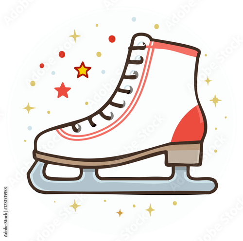 Ice Skate Illustration with Stars and Dots for Winter Holiday Season Celebration