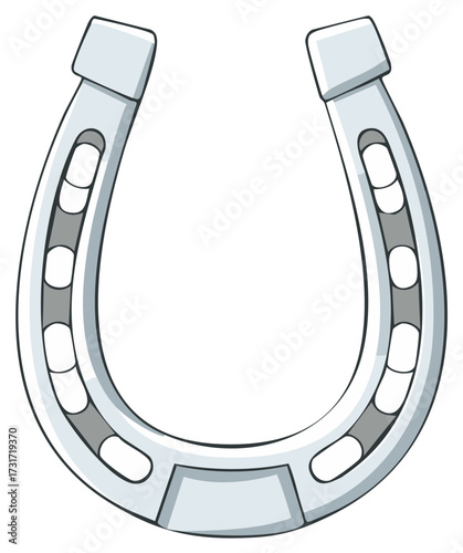 Vector illustration of a silver metal horseshoe, a classic symbol of good luck and fortune