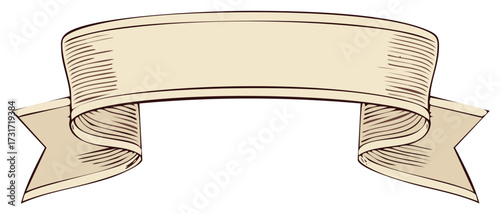 Vintage styled blank ribbon banner design element with classic texture and ample copy space