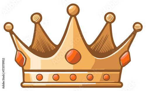 Stylized golden crown adorned with orange gems and decorative details