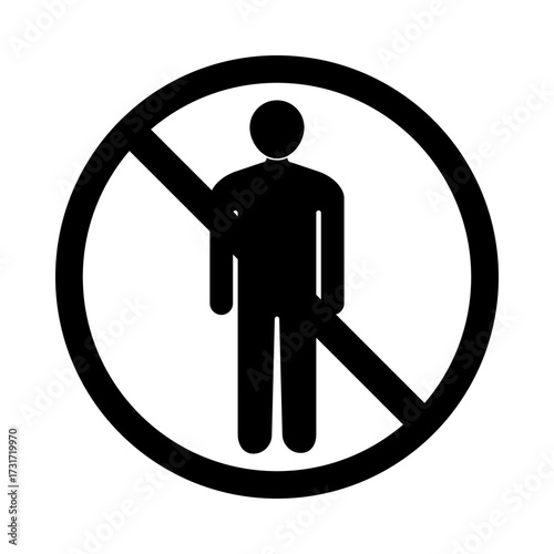 No Entry Person Forbidden Sign, Man Prohibited Area Icon, Do Not Enter Safety Symbol
