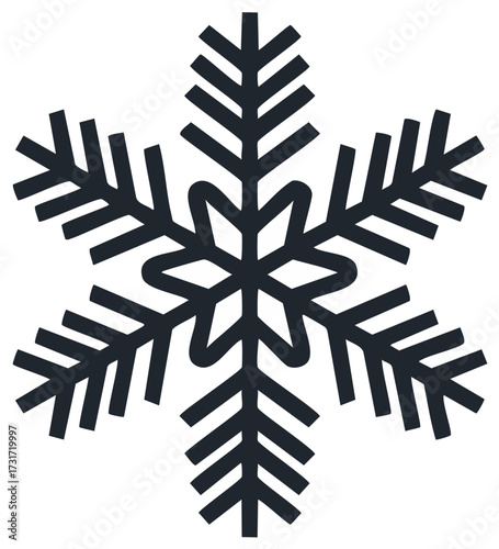Stylized Dark Blue Snowflake Icon Winter Symbol Vector Illustration Seasonal Holiday Element