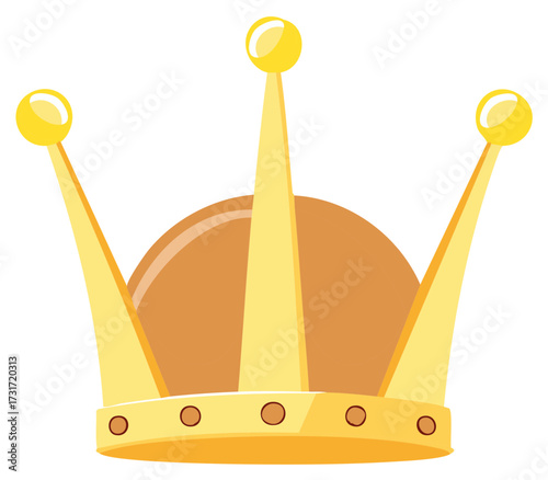 Golden Crown with Sphere and Prongs Icon, Vector Illustration, Royal Symbol
