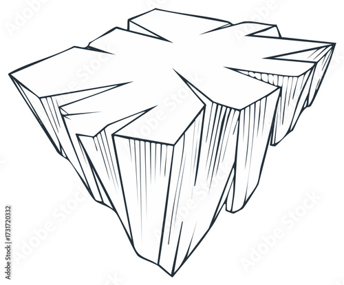 Stylized Floating Iceberg with Jagged Edges and Cracks