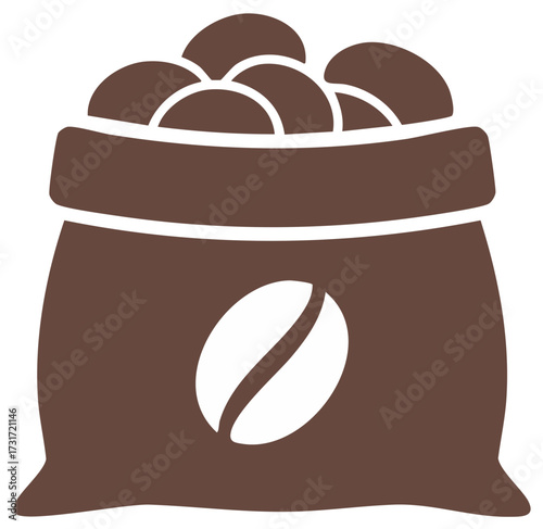Coffee beans in a sack vector illustration brown color design