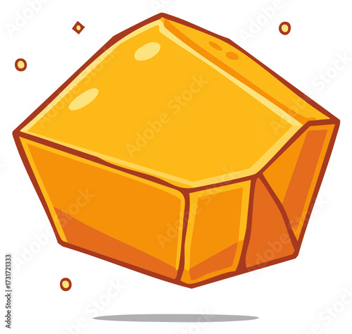 Stylized yellow geometric crystal gemstone with sparkling elements