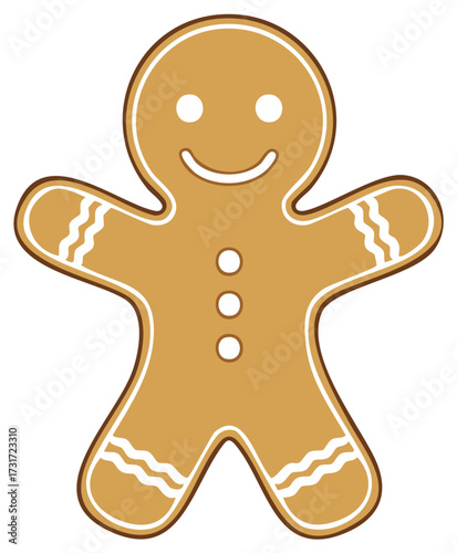 Festive Gingerbread Man Cookie with White Icing Details Sweet Treat Holiday Cheer