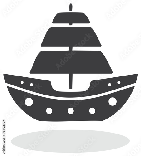 Sailing Ship Symbol Silhouette, Sea Vessel Icon, Nautical Adventure Illustration