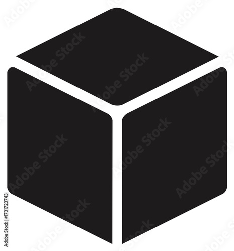 Black three dimensional cube icon geometric shape abstract isometric perspective illustration