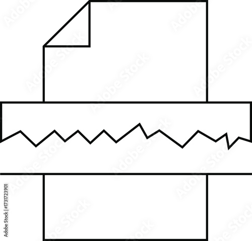 Simple line art icon of a paper shredder destroying a document destruction shredding