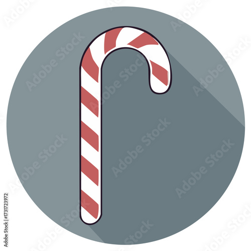 Festive Holiday Candy Cane Graphic Design With Red Stripes and a Circle Shaped Backdrop