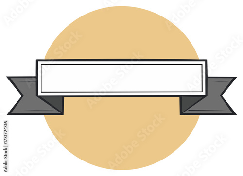 Vector art banner label with a circle background for customizable message